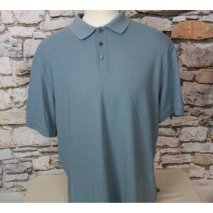 NORDSTROM Smart Care Men's Polo Golf Shirt Blue Cotton Picque Short Sleeve 2XL